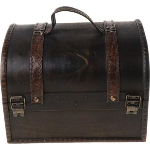 Wooden Pirate Jewelry Storage Box Vintage Treasure Chest for Wooden Organizer F3MF