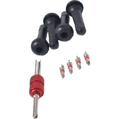Aluminum Alloy Dual Head Valve Core Remover with 4pcs Valve Cores with 4pcs TR414 Tire Valve Stem