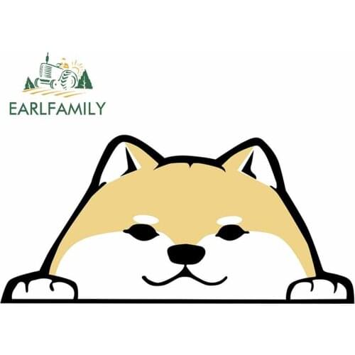 EARLFAMILY 13cm x 6.3cm For Shiba Inu Peeking Motorcycle Car Stickers Fashion Decal DIY Custom Printing Scratch-proof Decor