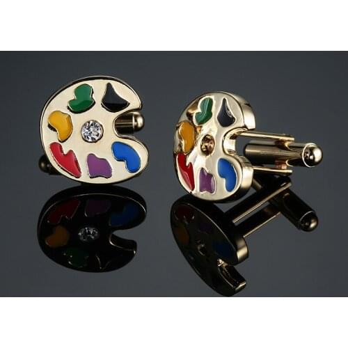 French Shirt Brand Classic Mens Jewelry Unique Wedding Groom Men Cuff links Gift Gold Artist Palette Cufflinks for Mens