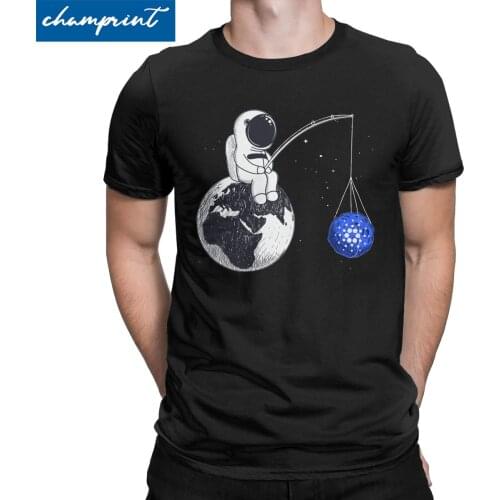 Cardano Astronaut Fishing ADA T-Shirt Moon Hodl Space Man Men Womens T Shirts Crypto Coin Cryptocurrency 2021 Tees Cotton Party