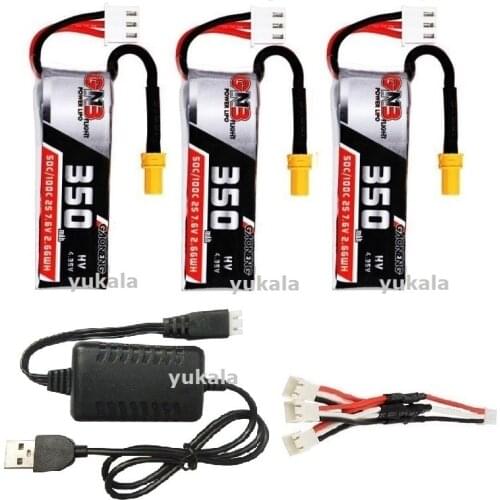 GAONENG GNB 2S 350mAh 7.6V HV 4.35V 50C/100C Lipo Battery XT30 with charger for Beta75X RC Cine BetaFPV Drone FPV Racing Cine