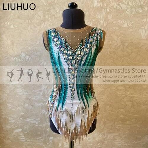Figure Ice Skating Dresses Competition Women Girls Spandex Graceful Rhythmic Gymnastics Leotards Ballroom Christmas Dress