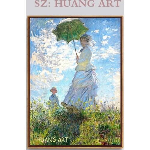 Oil painting reproductions Claude.Monet lobby and take the umbrella of the lady a family to decorate the hotel lobby sofa large