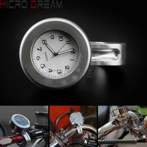 7/8" 1" Motorcycle Handlebar Mount White Face Digital Clock Quartz Watch Aluminum For Harley Cafe Racer Yamaha Kawasaki 22/28mm