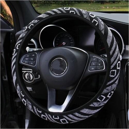 Linen Universal Elastic Car Steering Wheel Cover Ethnic Style Car Accessories