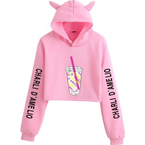 Fashion Charli Damelio merch For Girl Funny Crop Top Hoodies Women Hooded short Sweatshirt Casual Trendy Tracksuit Pullover Tops