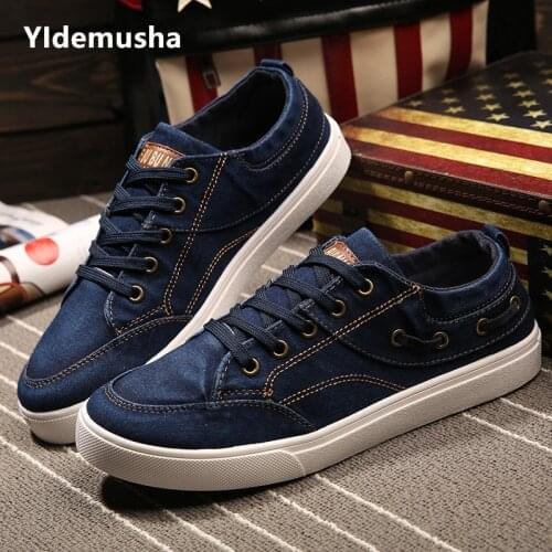 2020 Mens Vulcanize Shoes Summer Canvas Sneakers Denim Shoes Male Trainers Breathable Lace Up Casual Flats Zapatillas Hombre