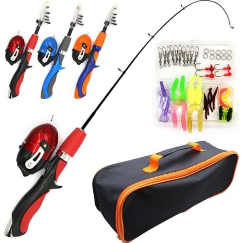 Telescopic Fishing Pole Set Portable Lightweight Fishing Reel Comfortable Grip Fishing Rod And Line Kit for Beginners Children