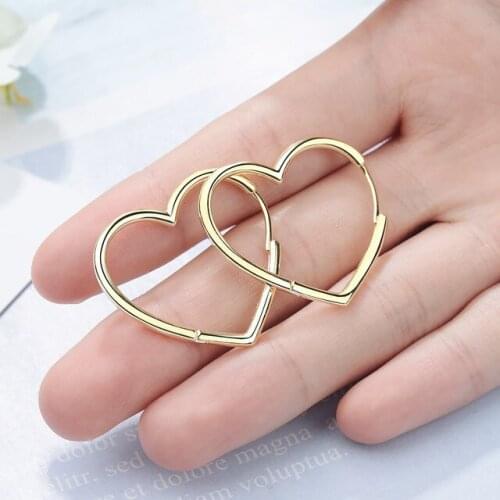 New Gold Heart Earrings Womens Fashion Silver Plated Earrings Fashion Bride Wedding Jewelry Accessories Girlfriend Gift