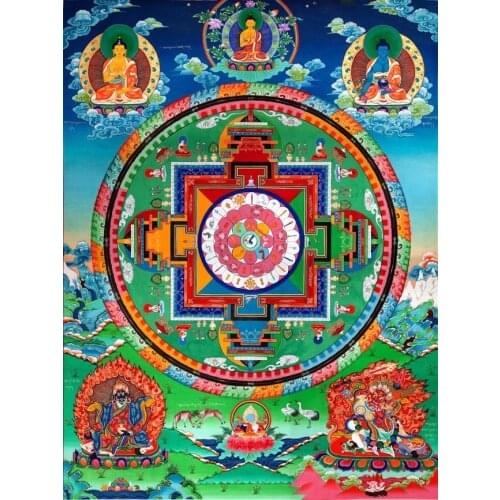 Wholesale Buddhist supplies--60CM LARGE--Greco-Buddhist Tibet Medicine Buddha Mandala Thang-ga print Thangka painting on canvas