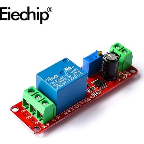 NE555 Time delay Relay Module DC 12V 1 channel with Potentiometer Capacitor adjustable 0~10sec Time Relay Modules Delay switch
