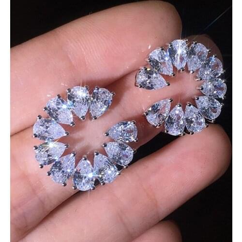 Luxury Sparkling Zircon Womens Earrings, Simple and Personalized Temperament Earrings, Hundred Matching Earrings, Jewelry
