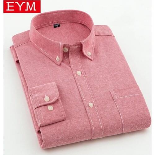 EYM Brand Men Casual Shirts 2018 Spring New Solid White Shirt Men Oxford Dress Shirt Youth Style Plus Size Male Shirt Clothing