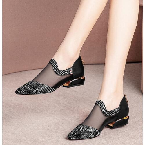Female Light Weight Black Pattern Slip on Square Heel Shoes Zapatos De Mujer Women Cute Red Comfort Summer Shoes Sapatos E6683d