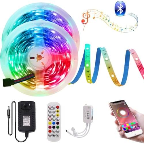 DC 12V RGB LED Strip Set Bluetooth Music Control SMD 5050 Flexible Ribbon Light Lamp For Home Decoration