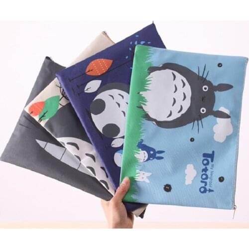 4 colors Creative Anime Cute Totoro Zipper File Bag Action Figure Printed Cartoon Unsiex School Supplies Stationery Test Bags
