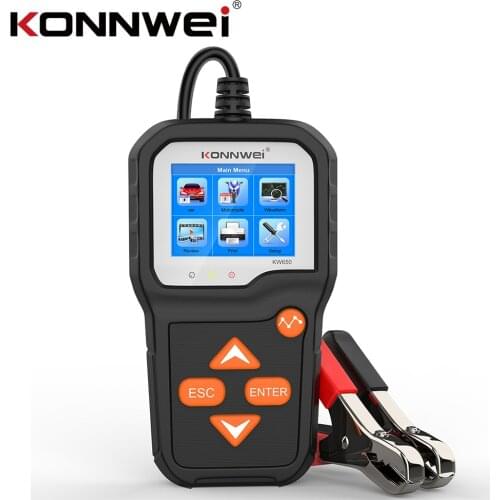 KONNWEI KW650 Car Motorcycle Battery Tester 12V 6V Battery System Analyzer 2000CCA Quick Charging Cranking Test Tools