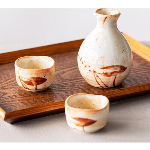 Japanese-style Vintage Ceramic Wine Ware Office Tea Teacup Household Sake Cup Hip Flask Spirits Pots Drinkware Bb50