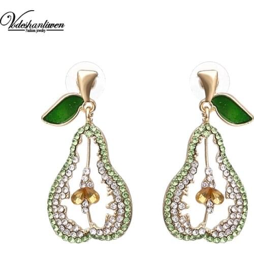 VODESHANLIWEN 2020 Boho Pear Earrings Girls Party Jewelry Cute Fruit Accesorries For Wedding Gift Wholesale