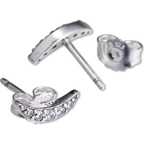 Lunar Light Stud Earrings Clear CZ 925 Sterling Silver Jewelry For Woman Make up Fashion Female Earrings Party Jewelry