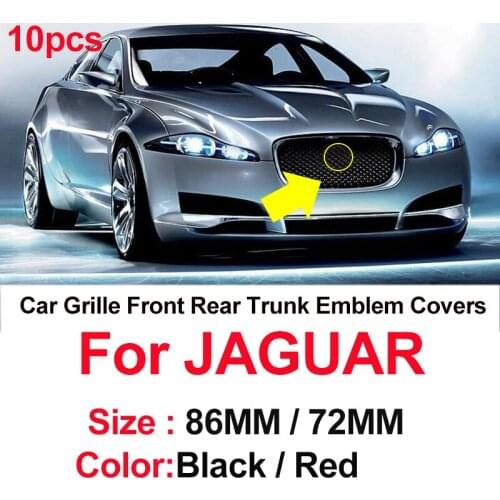 10pcs/set Original 86MM 72MM New Car Logo Front Hood Front Rear Trunk Emblem Red/Black for XF XJ XJS XK S-TYPE X-TYPE OEM