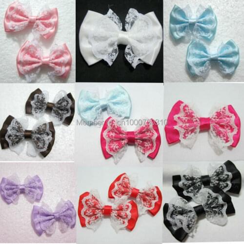 10pieces/lot 55mm*35mm organza satin ribbon Bow Appliques Craft DIY Wedding A01