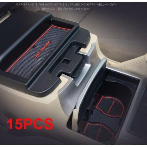 15PCS Rubber Non-Slip Interior Door Mat For Toyota Land Cruiser V8 200 2008-2015 FJ200 LC200 Accessories