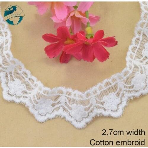 2.7cm wide Cotton embroid lace sewing ribbon guipure trim wedding lace DIY Garment Accessories french african doll lace#3926