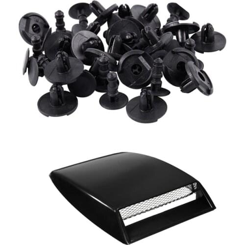 20 Pcs Fender Lock Push Screw Pin Clips & 1x Universal Car Decorative Air Flow Intake Scoop Bonnet Vent Cover Hood