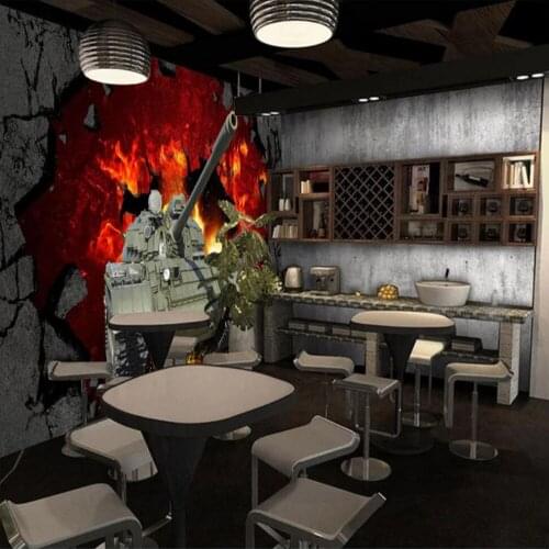 Milofi custom 3D wallpaper mural 3D tank through wall background wall living room bedroom decoration painting wallpaper