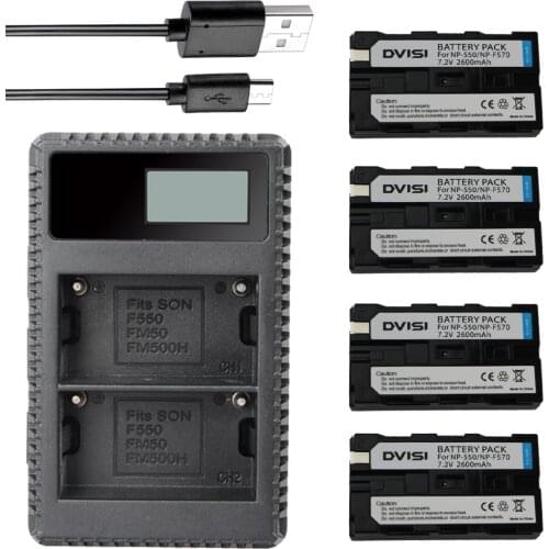 4x NP-F550 Batteries +NP-F530 NP F550 F570 F750 F960 LCD USB Charger for Sony NP-F570 CCD-SC55 CCD-TRV81 DCR-TRV210 MVC-FD81