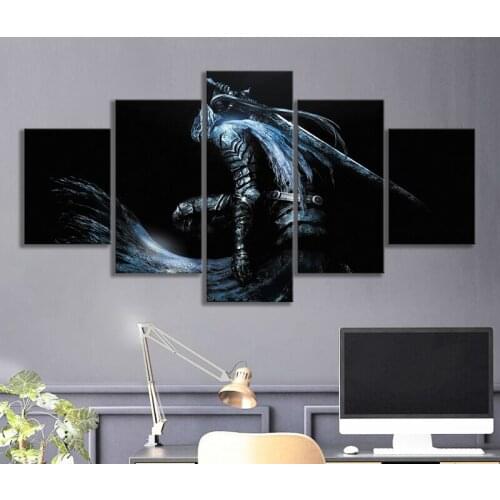 5pcs HD Fantasy Art Warrior Picture Dark Souls Video Games Art Canvas Paintings Wall Art for Living Room Wall Decor