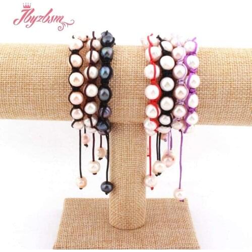 9-10mm Nearround Natural Freshwater Pealr Rope Fashion For Chritmats New Year Woman Gift Jewerly Bracelet Adjustbale 7.5"