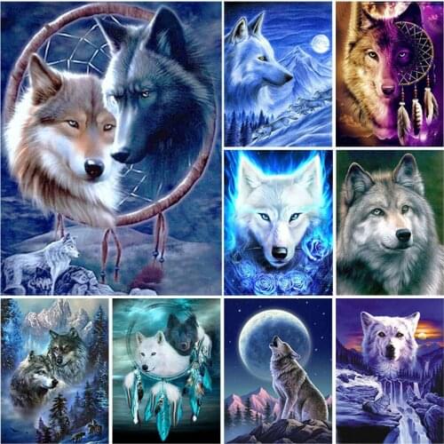 DIY 5D Diamond Painting Wolf Full Square/Round Rhinestone Paintings Animal Diamond Embroidery Cross Stitch Mosaic Home Decoratio
