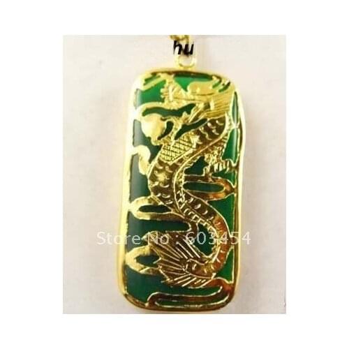 Free shipping Wholesale Superb dragon Green Mens Jewelry pendant and necklace/Cheap Shiping