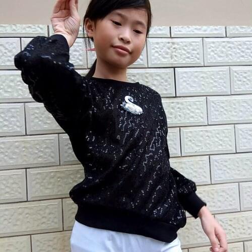 Girls Long Sleeve Sequin Blouses Shining Loose Casual t shirt for girls Cartoon Stage Clothing Sunscreen t shirts 4 6 8 10 12
