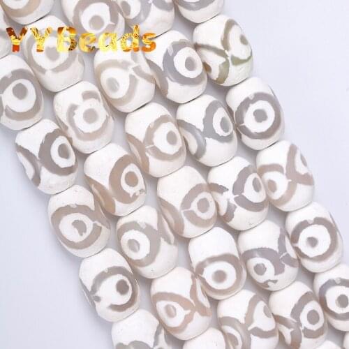 Natural Evil Eye Pattern Grey Tibetan Agates beads 13x18mm Drum Barrel Shape Agates Loose Beads For Jewelry Making DIY Bracelets