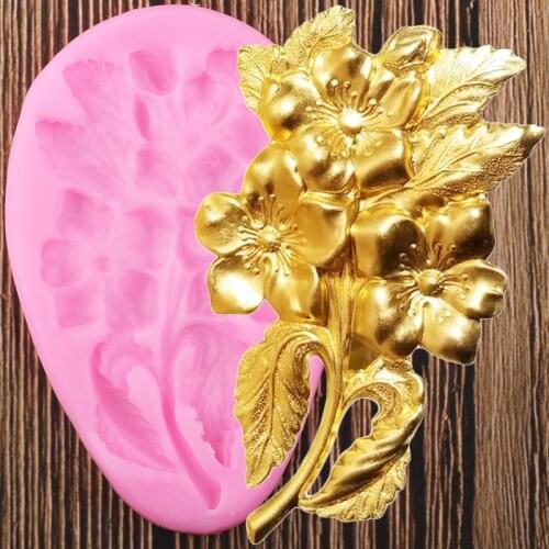 Flower Border Silicone Molds DIY Leaves Cupcake Topper Fondant Cake Decorating Tools Chocolate Gumpaste Candy Polymer Clay Mould