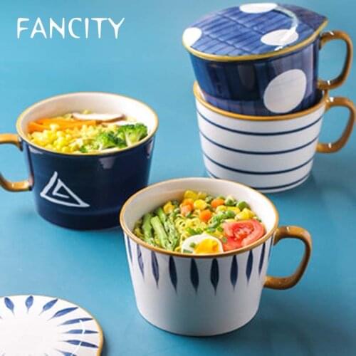FANCITY Japanese style instant noodle bowl with lid student dormitory instant noodle cup instant noodle bowl creative household