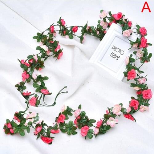 2Pcs Real Touch Silk Flower Garland String With Leaves Artificial Flowers Rose Ivy Vine Wedding Decor for Home Hanging Decor