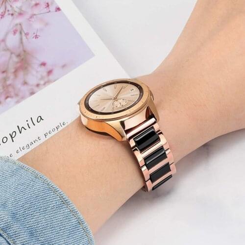 Ceramics Strap for Samsung Galaxy Watch3 41mm 45mm Bands 20mm 22mm Stainless Steel Wristband for Active 2 40mm 44mm Bracelet