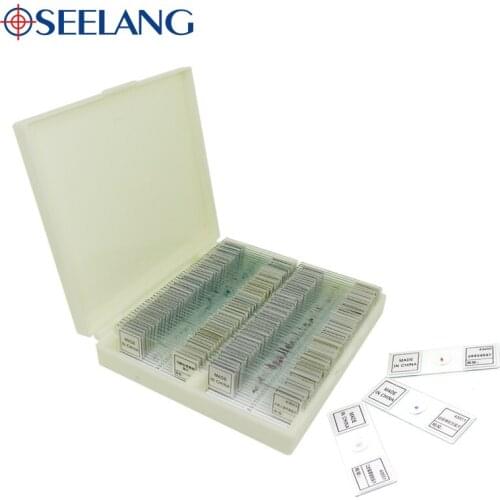 Chinese/English label Animals Insects Plants 11/25/50/91 pieces sample prepared glass microscope slide school biological Lab