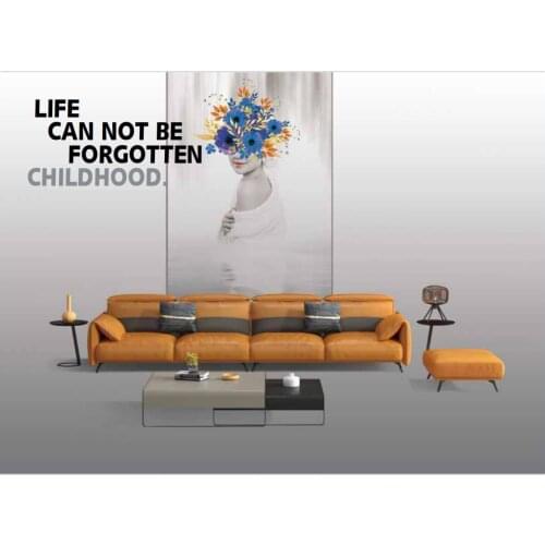 Nordic minimalist living room small apartment four-person light luxury modern 2021 new fashion leather sofa