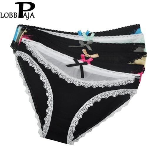 LOBBPAJA 6 PCS/Lot Womens Underwear Cotton Sexy Lace Ladies Panties Low Waist Girls Briefs Knickers Lingerie for Women M L XL