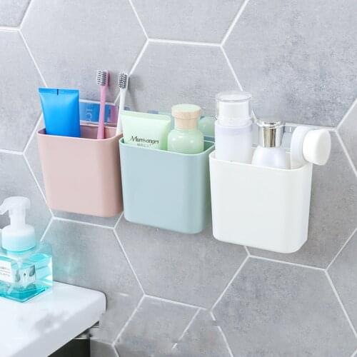 Multi-function Toothbrush Holder Wall-Mounted Punch-free Bathroom Shelf Toothpaste Storage Rack for Kitchen Bathroom Accessories