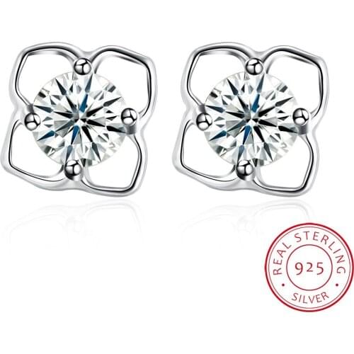 New Hot Zircon Geometric Twist Flowe Stud Earrings For Women 925 Sterling Silver Jewelry Earrings