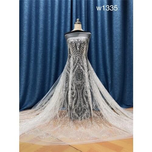 Wholesale Applique Beaded Wedding Fabric Embroidered Bridal Lace