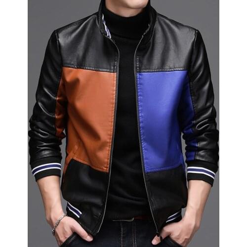Autumn/winter 2020 Mens Leather Jacket With Long Sleeves And Zipper Fashion Trend Korean Clothing And Motorcycle Leather Jacket