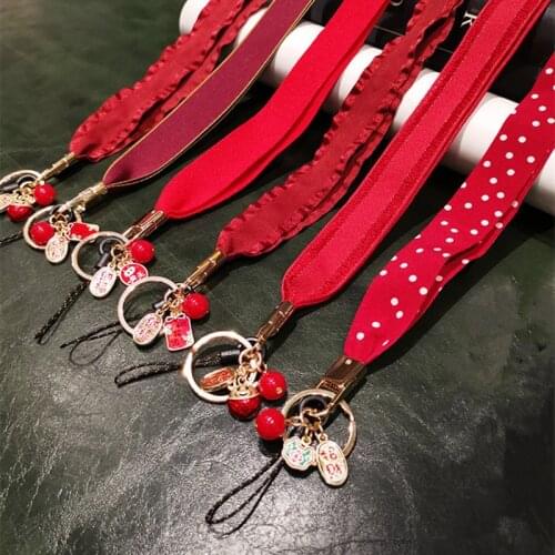 Traditional Chinese Red Phone Lanyard Strap For iphone huawei redmi samsung xiaomi Lucky Mobile Phone ID Card Long Rope String